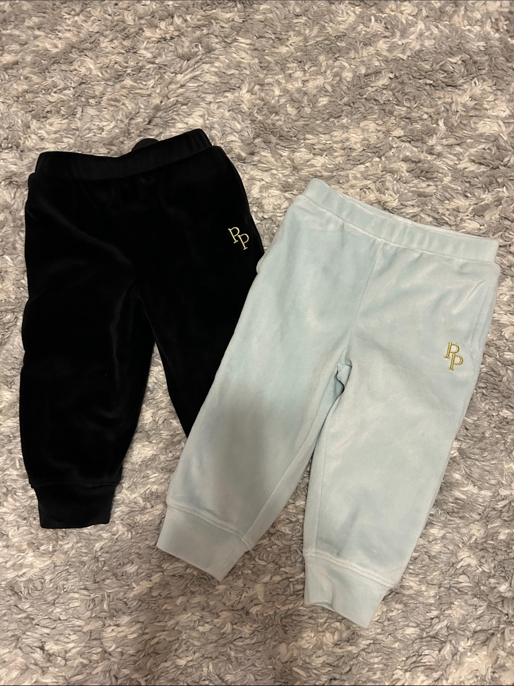 Posh Peanut Black & Light Blue Plush Jogger Pants